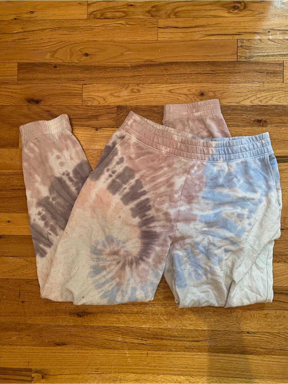 Womans Tie-Dye Jogger Pants in Pastel Pink & Blue